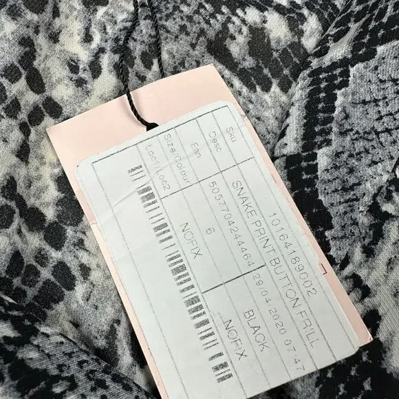 NWT Missguided Snake Animal Reptile Print Button Frill Sheer Chic Mini Dress 2 - Picture 14 of 15